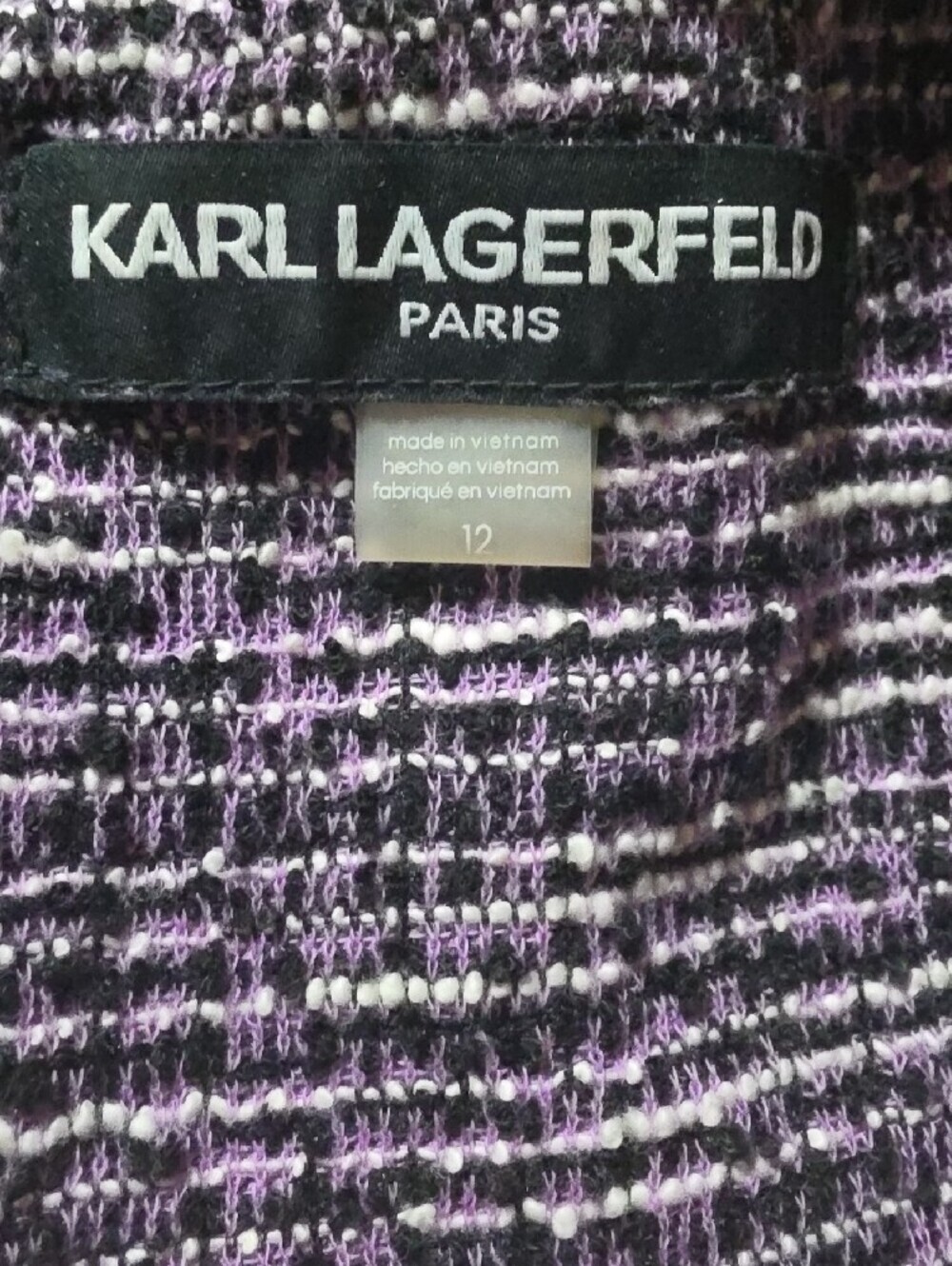 Karl Lagerfeld Lavender Tweed Sheath Dress Size 12 Like New image 4